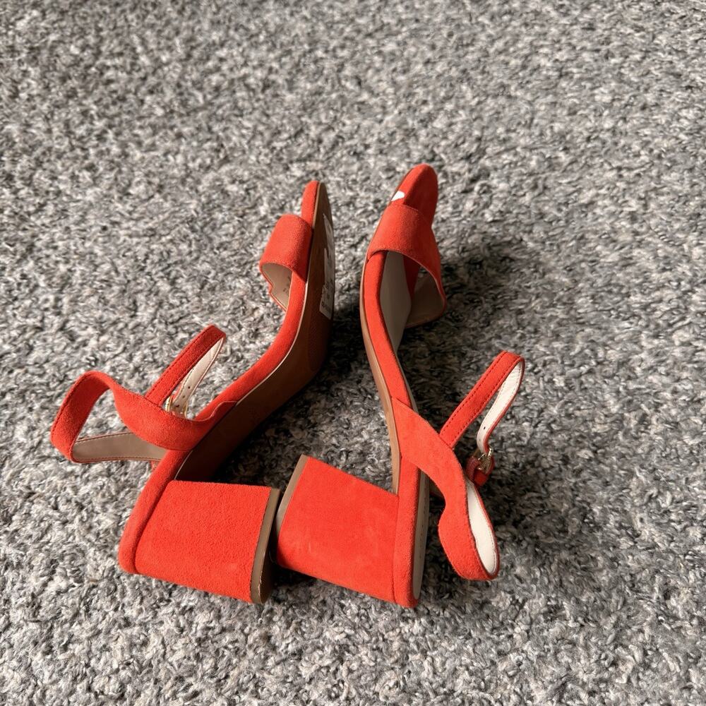 Cole Haan Josie Block Heel Sandals Piinciana Suede Orange Size US 8.5 B NEW - Picture 5 of 6